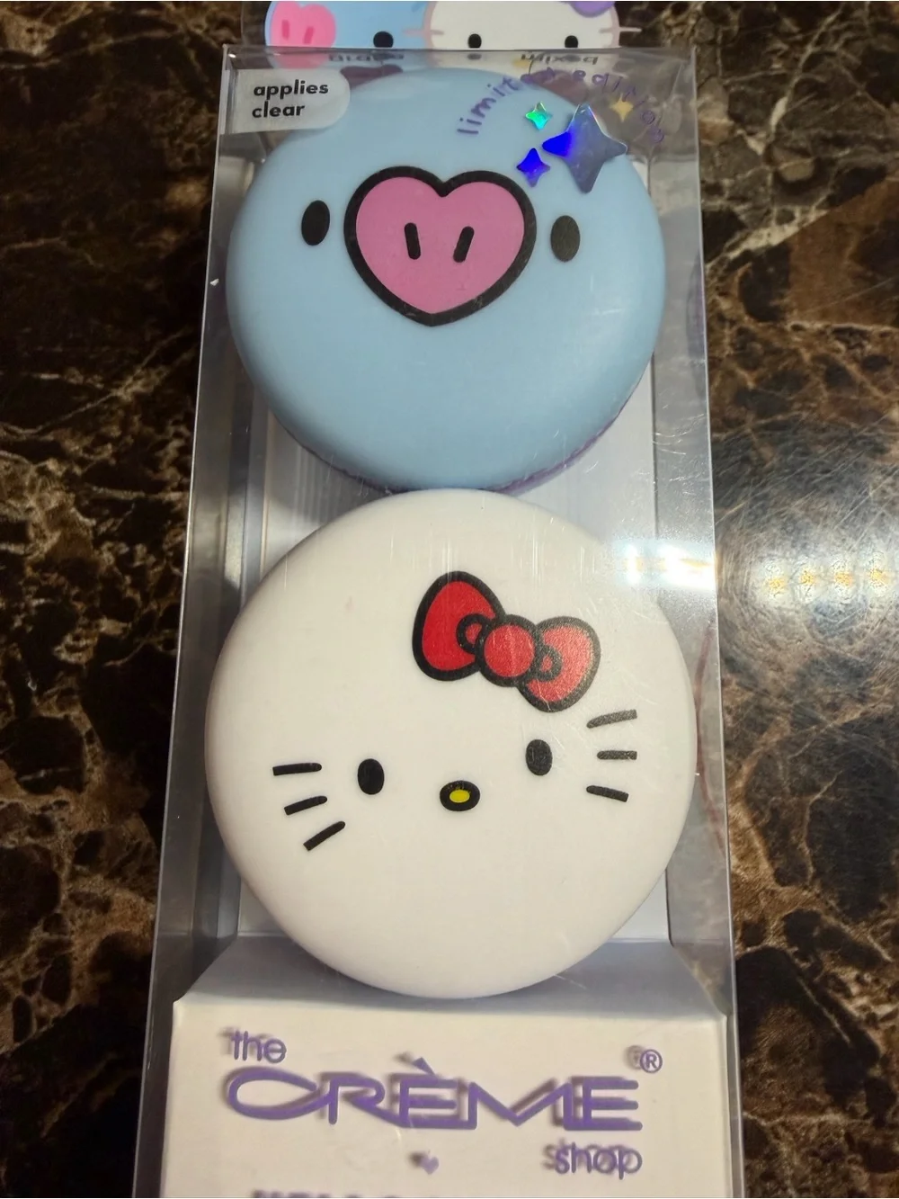 BT21 x Hello Kitty Blue & White Macaron Lip Balm Duo Limited Edition